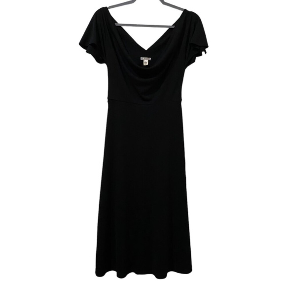Lux Deep V Midi Dress Whimsygoth Romantic Womens Small Dark Fairy Goth Black